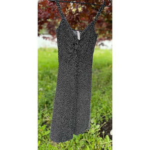 American Rag Cie Black and White Polka Dot Smocked Dress Sundress Size M